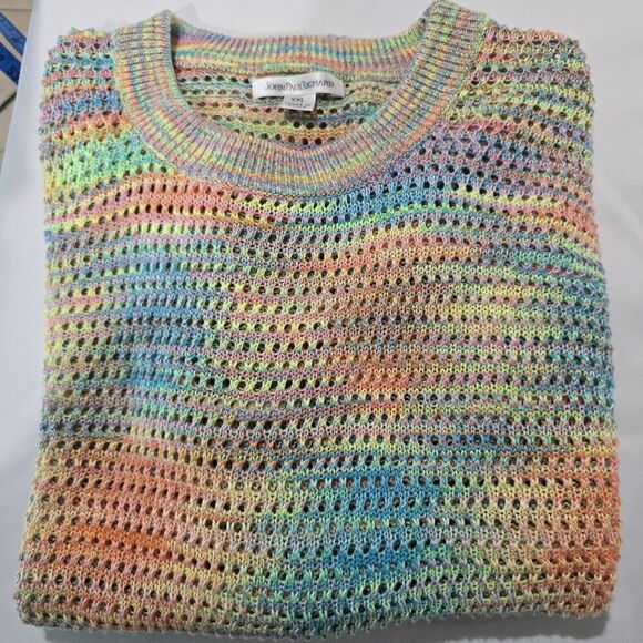 John Paul Richard Sweater XL Pullover Colorful Pride Open Knit Rainbow Acrylic - Picture 5 of 16